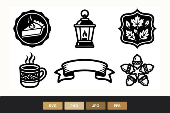 Autumn Black White Icons Set: Timeless Graphics for Seasonal Branding and Packaging