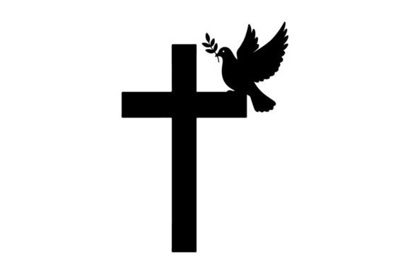 Black Dove Flying with Olive Branch Graphics