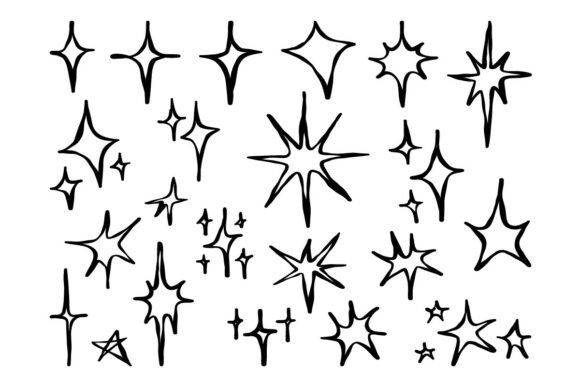 Black Sparkle Star Doodle Outline Graphics Review