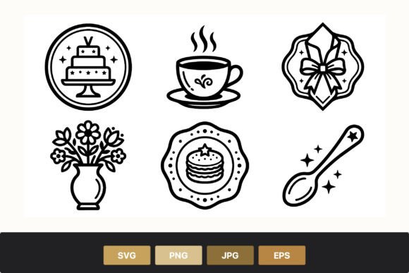 Cake Flower Cup Spoon Graphics for Crafters & Handmade Sellers