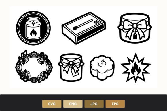 Candle and Gift Box Black White Vector: Minimalist Graphics for Branding and Marketing
