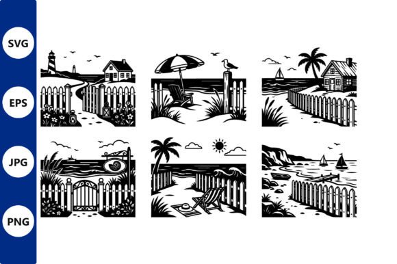 Coastal Beach Scenes Graphics & Illustrations