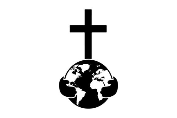 Cross Symbol on Cracked Earth Globe Graphics