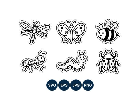 Cute Cartoon Insect Line Art Sticker Set Review