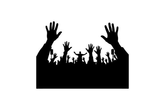 Diverse Group Raising Hands Graphics & Illustrations