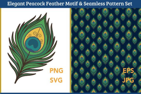 Elegant Peacock Feather Graphics & Illustrations