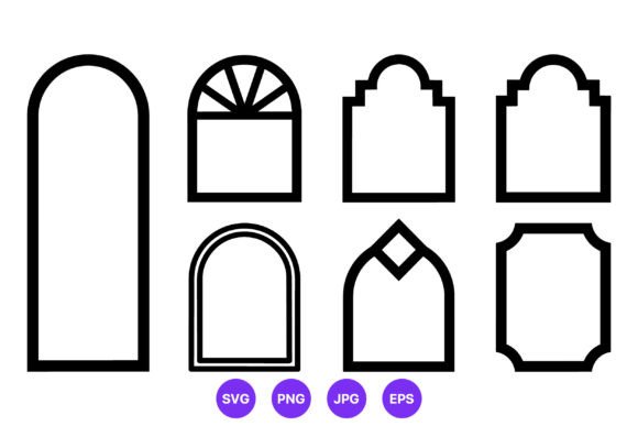 Geometric Window Shape Vector Set Graphics & Illustrations