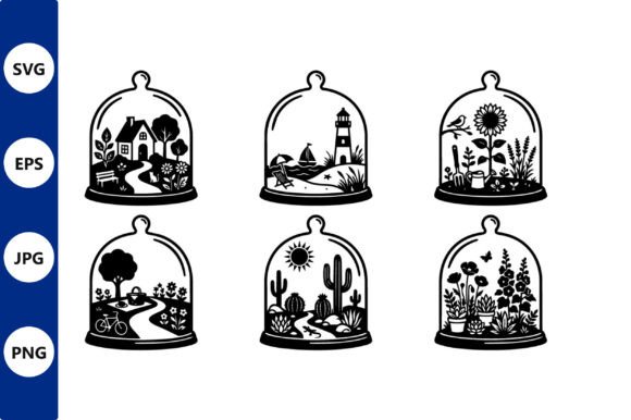 Glass Dome Garden Silhouettes: Graphics & Illustrations