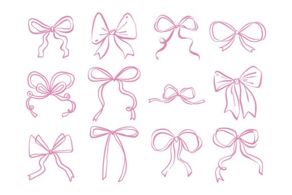 Hand Drawn Bow Ribbon Doodle Graphics & Illustrations