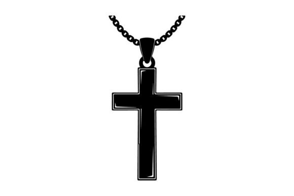 Minimalist Black Cross Pendant Necklace Graphics