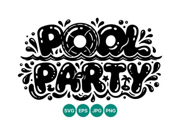 Pool Party Lettering Graphics and Illustrations Review
