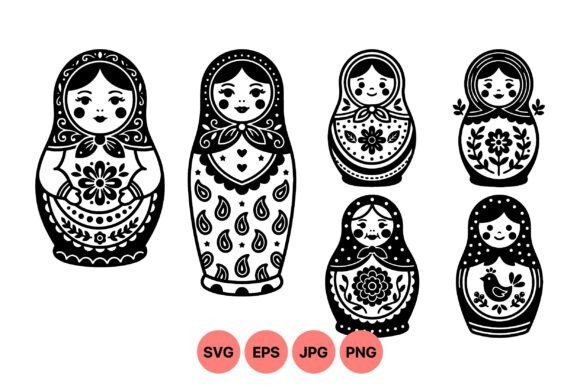 Rustic Matryoshka Doll Clipart Graphics & Illustrations