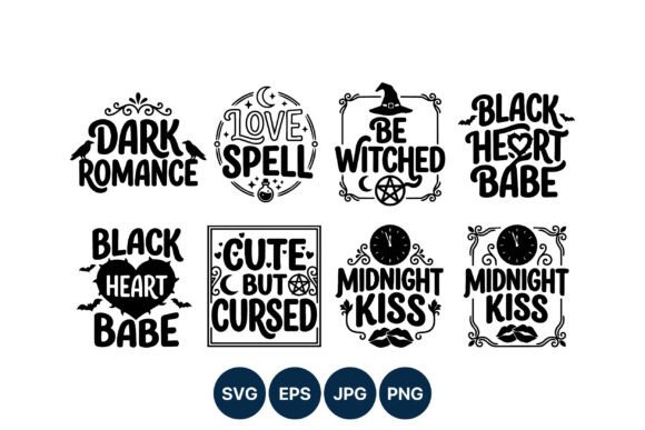 Spooky Halloween Phrases Vector Set Graphics