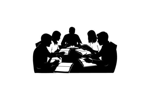 Team Collaboration Meeting with Document Graphics