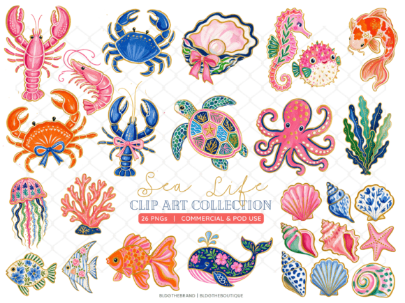 Tropical Reef Sea Life PNG Clip Art Graphics