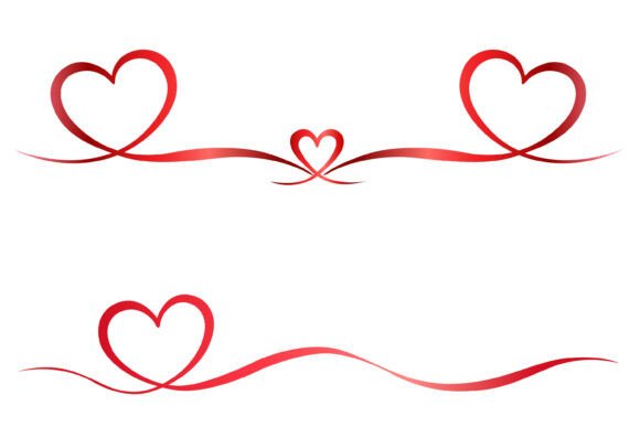Valentine Red Heart Flourish Dividers Graphics