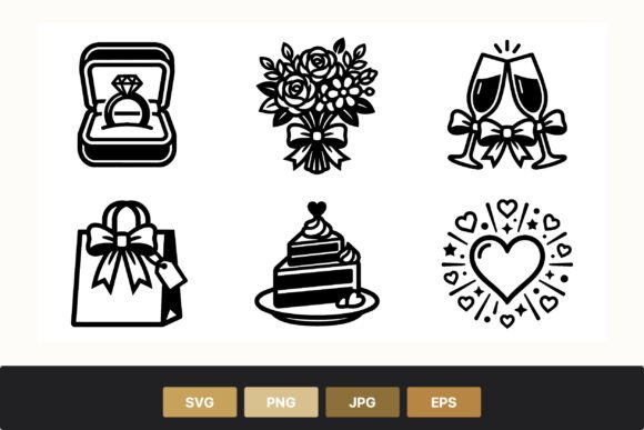 Wedding Ring Bouquet Cake Line Art Icons: A Designer’s Review for Real Client Projects